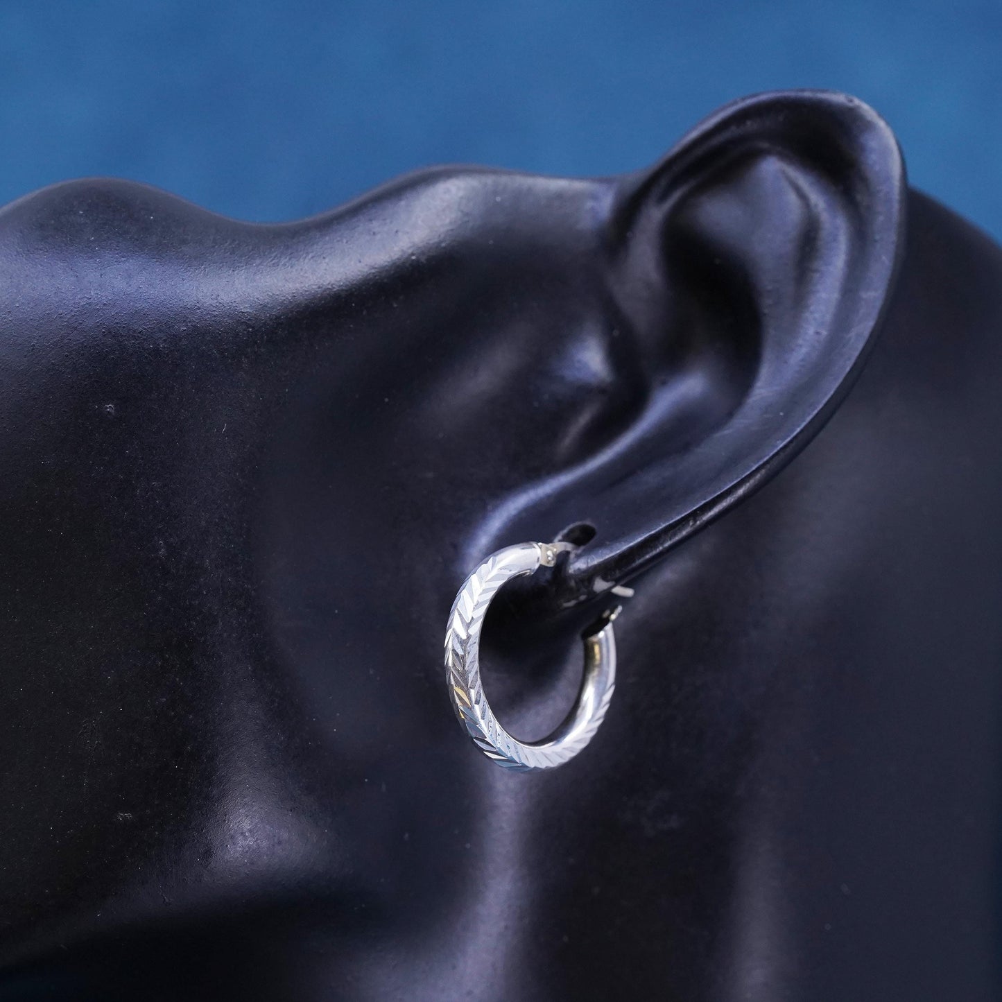 0.75”, vintage Sterling silver handmade earrings, 925 hoops, huggie