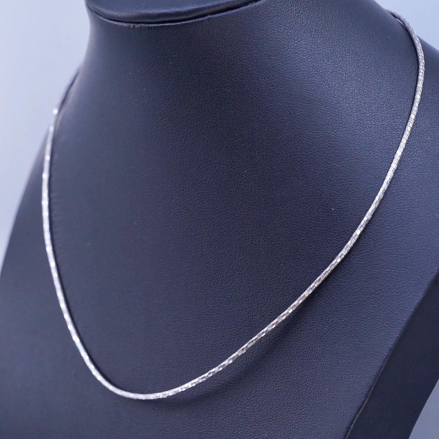 17" 2mm, vintage Milor Italy Sterling 925 silver twisted snake chain necklace