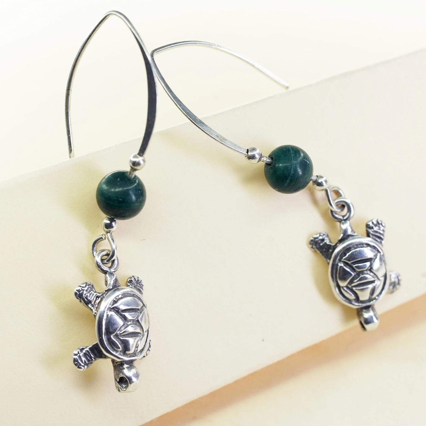 Vintage southwestern Sterling silver handmade earrings, 925 turtle dangles