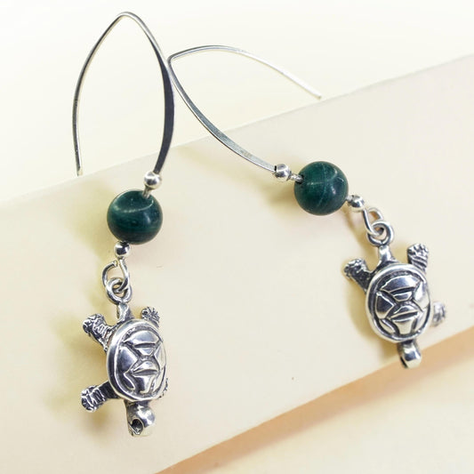 Vintage southwestern Sterling silver handmade earrings, 925 turtle dangles