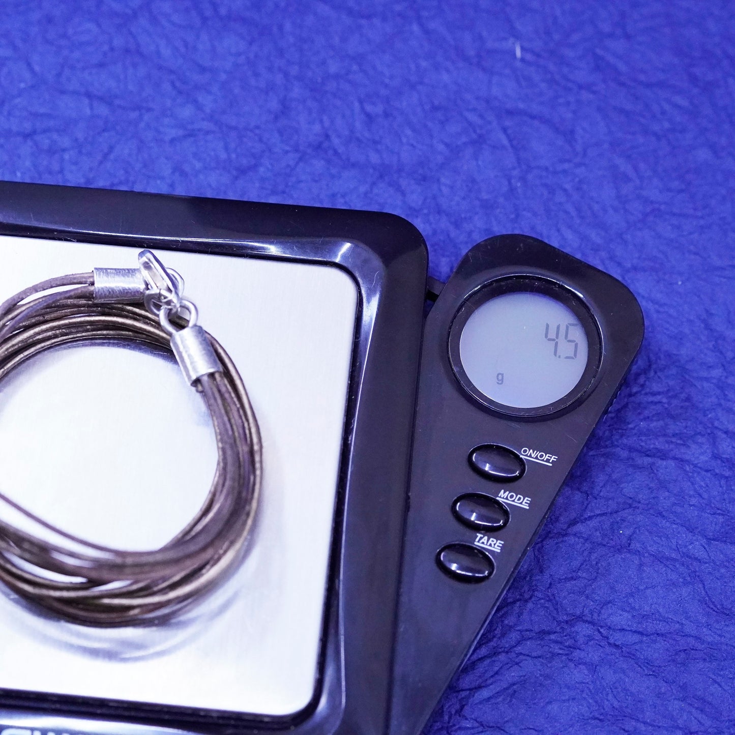 16”, vintage Sterling 925 Silver clasp with multi strands Leather Necklace