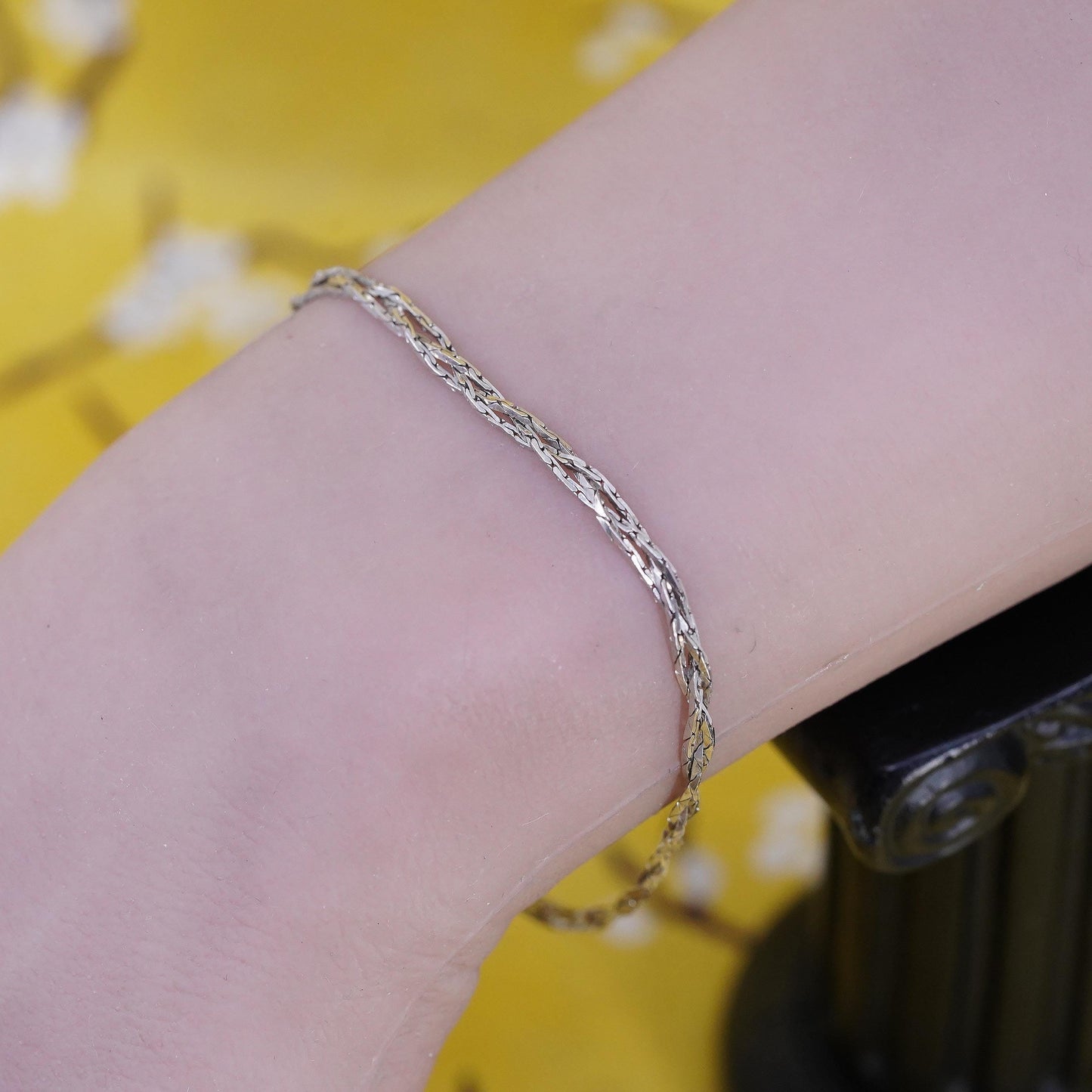 7" Italian Sterling silver braided woven snake bracelet, 3 strands 925 chain