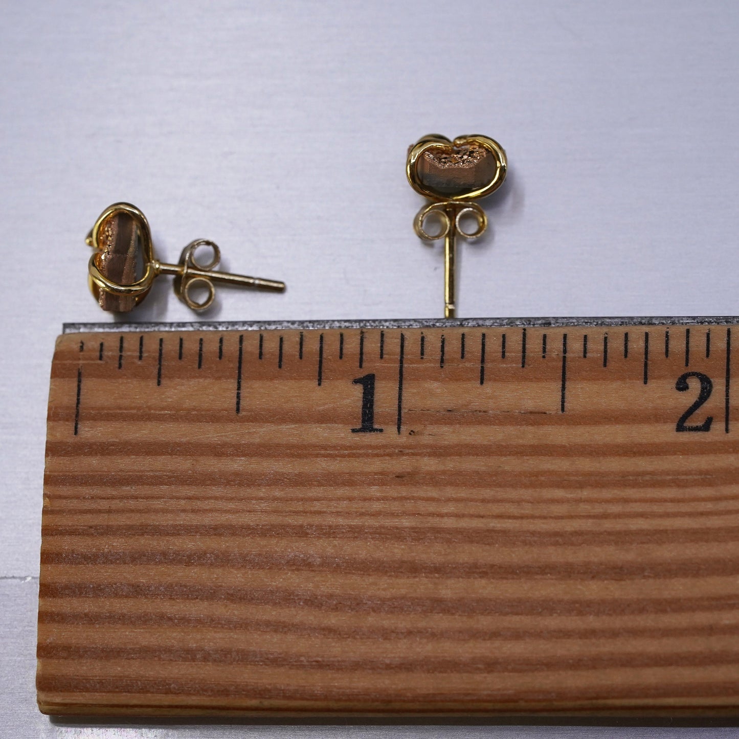 Vermeil gold over Sterling silver natural druzy agate studs, earrings
