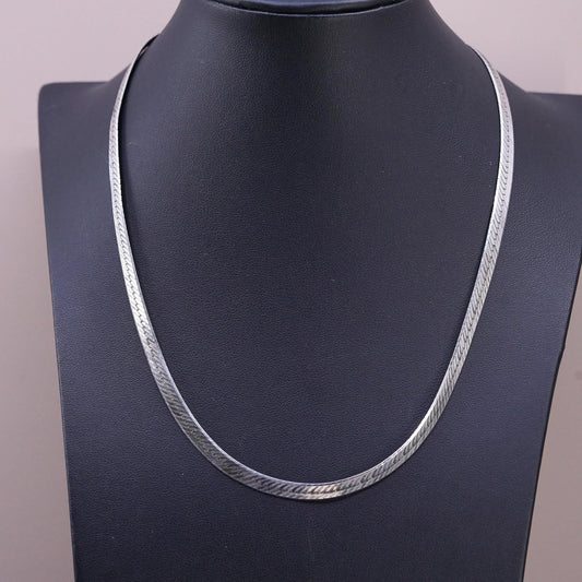 18" 5mm, vintage Sterling silver handmade necklace, 925 herringbone chain