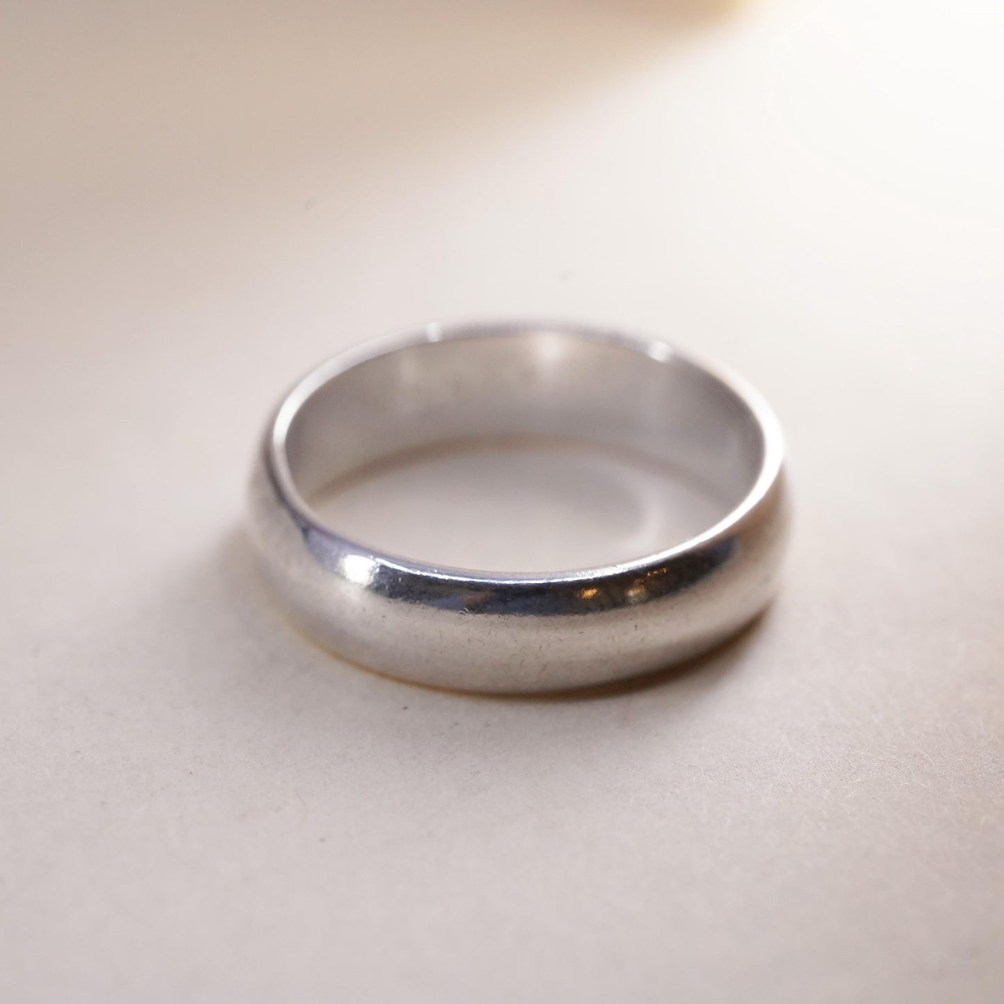 Size 7, Vintage sterling silver handmade ring, 925 silver band, wedding band