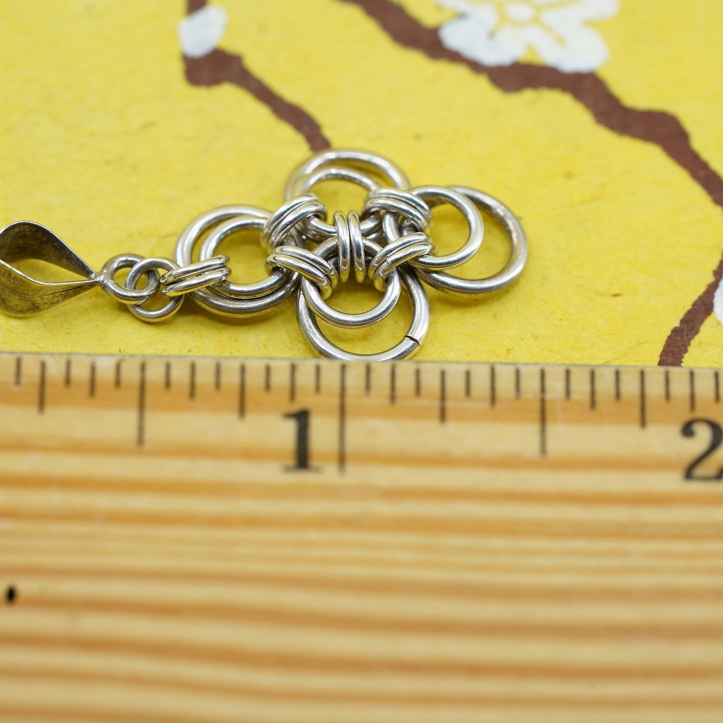 Vintage sterling silver handmade pendant, 925 entwined cross