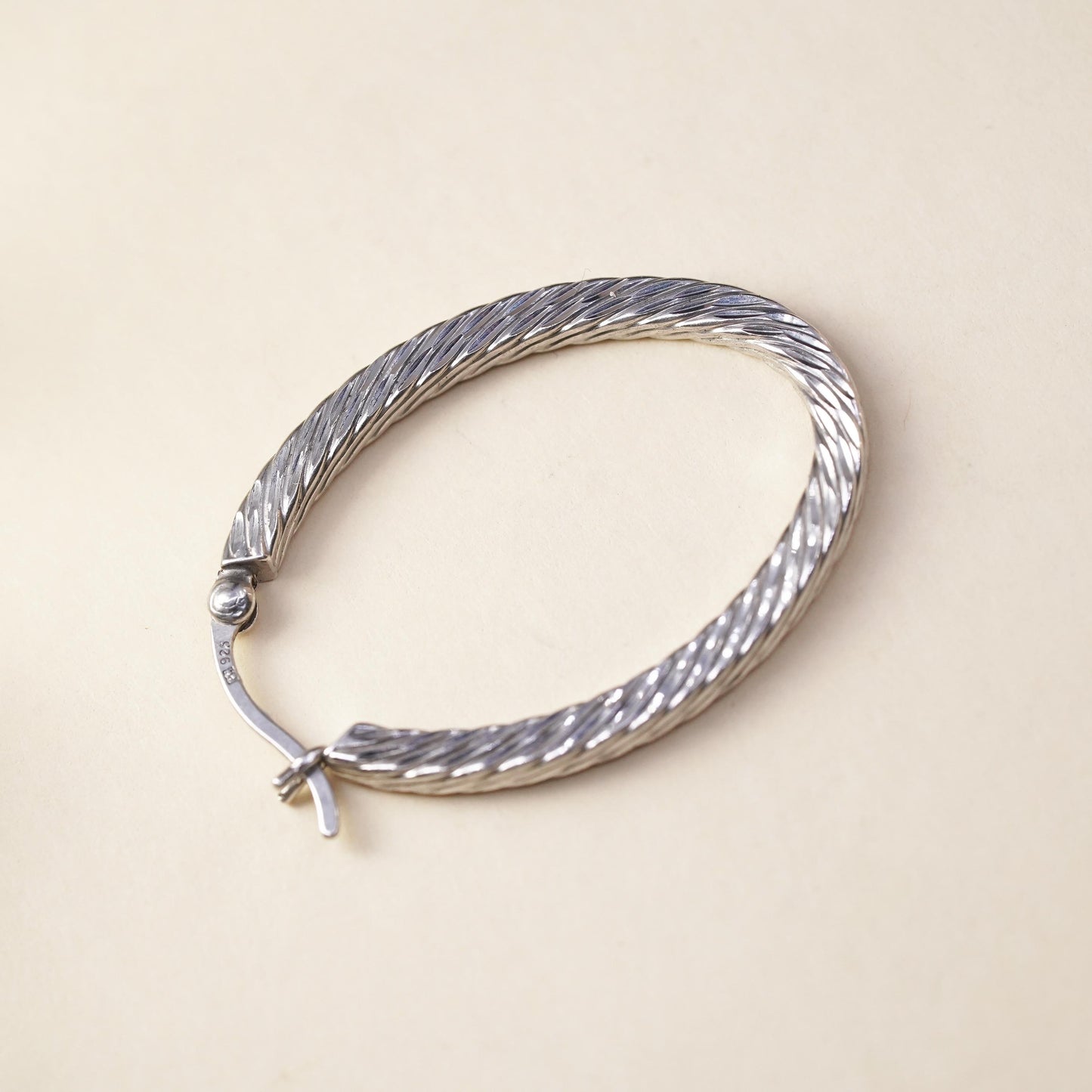 1.25”, Vintage sterling silver loop single earring, minimalist primitive hoop