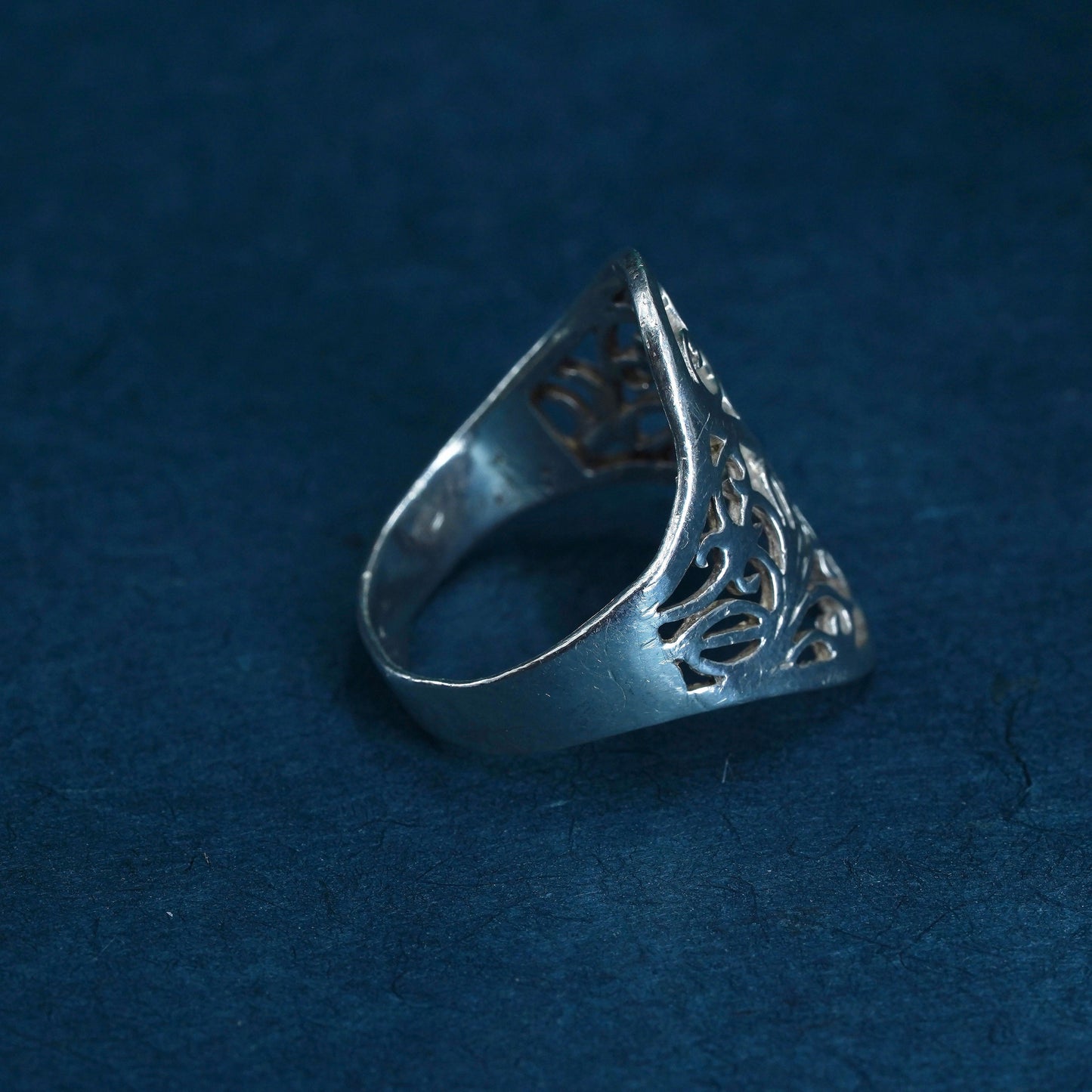 Size 8, vintage Sterling silver handmade ring, 925 filigree band