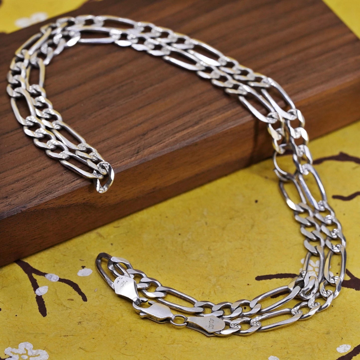 24”, 6mm, Sterling silver figaro chain, Italy 925 necklace