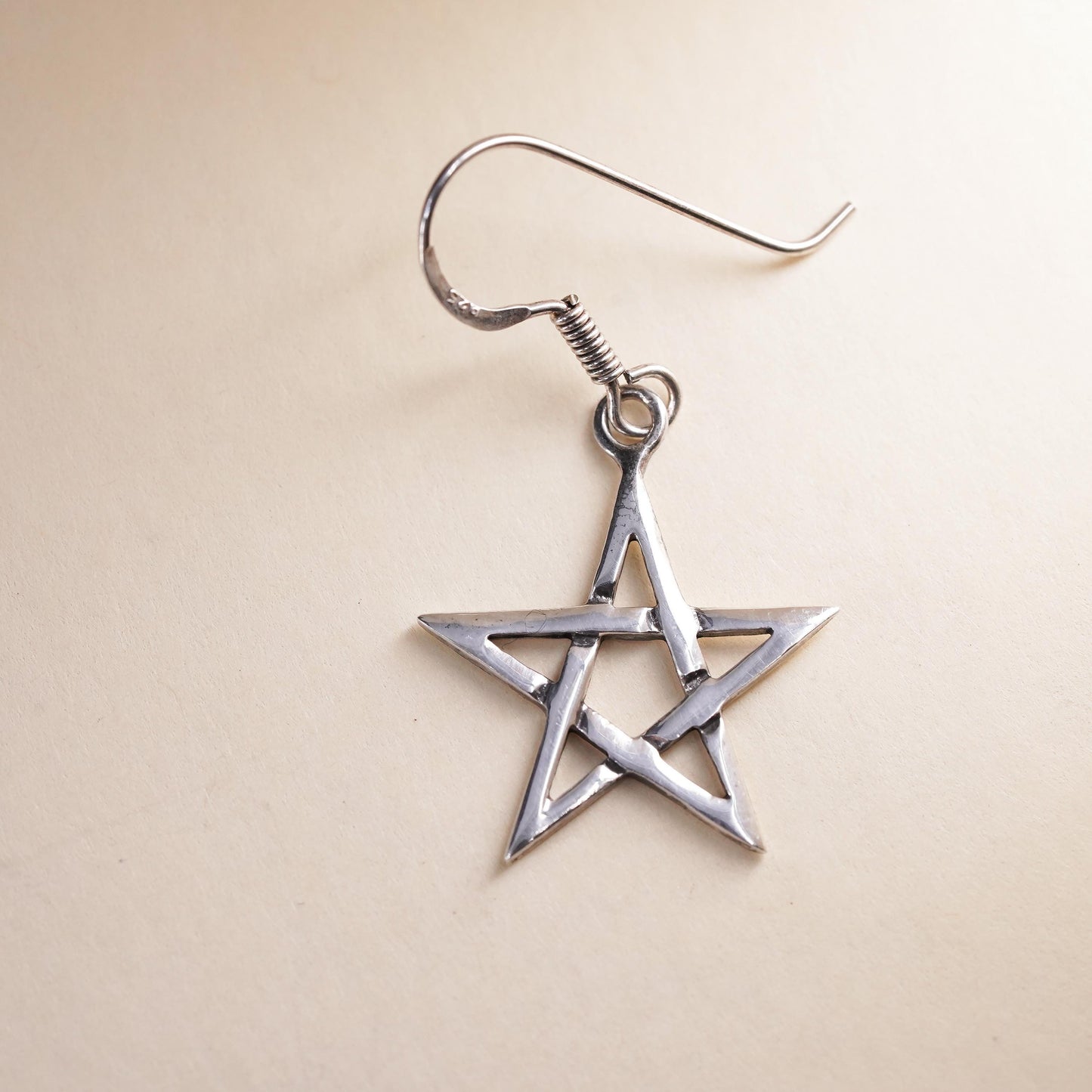 Vintage Sterling silver handmade pendant, 925 star single earring
