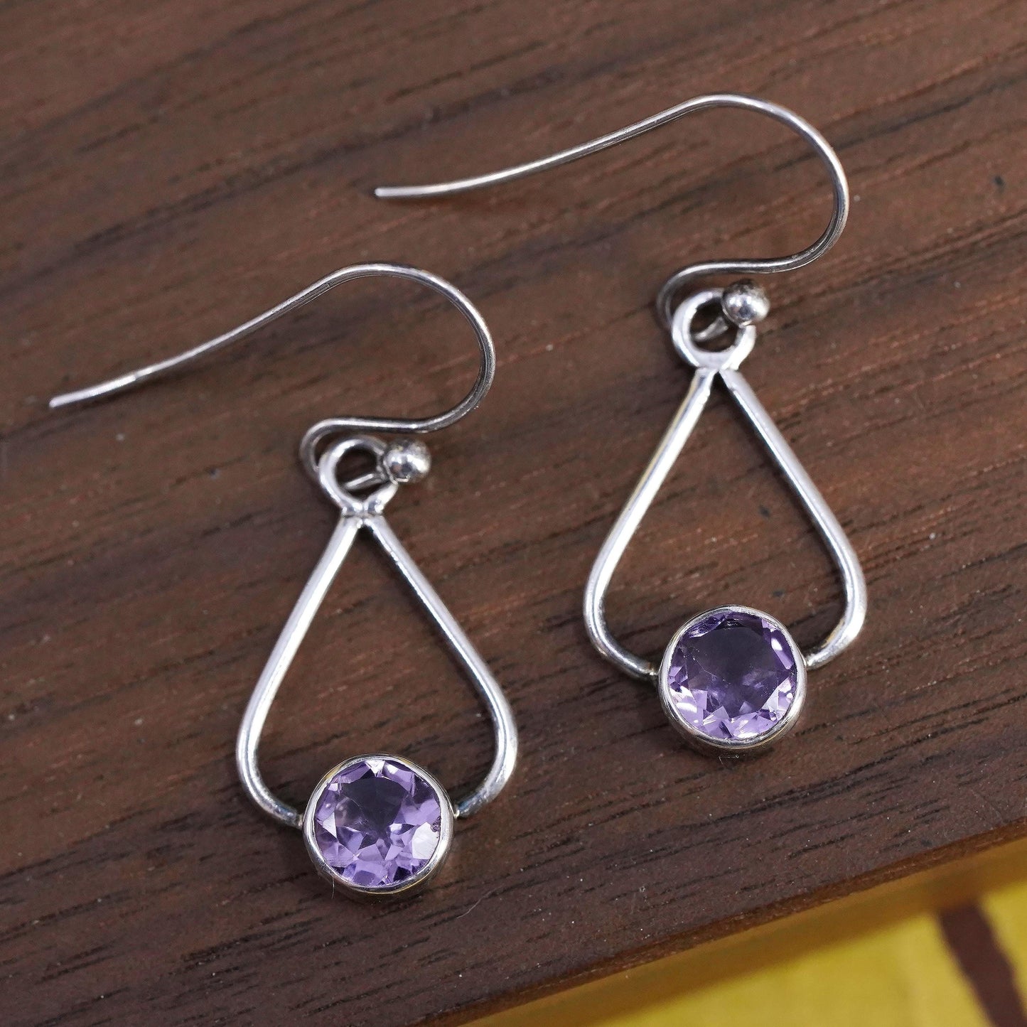 Vintage Sterling 925 silver handmade earrings with amethyst