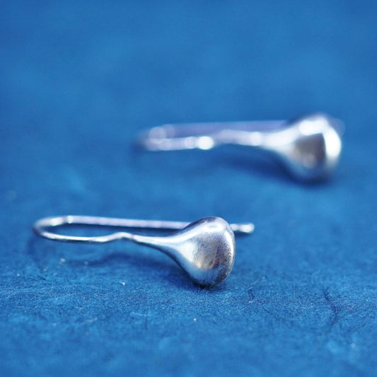 Vintage sterling silver handmade earrings, 925 simple teardrop drops