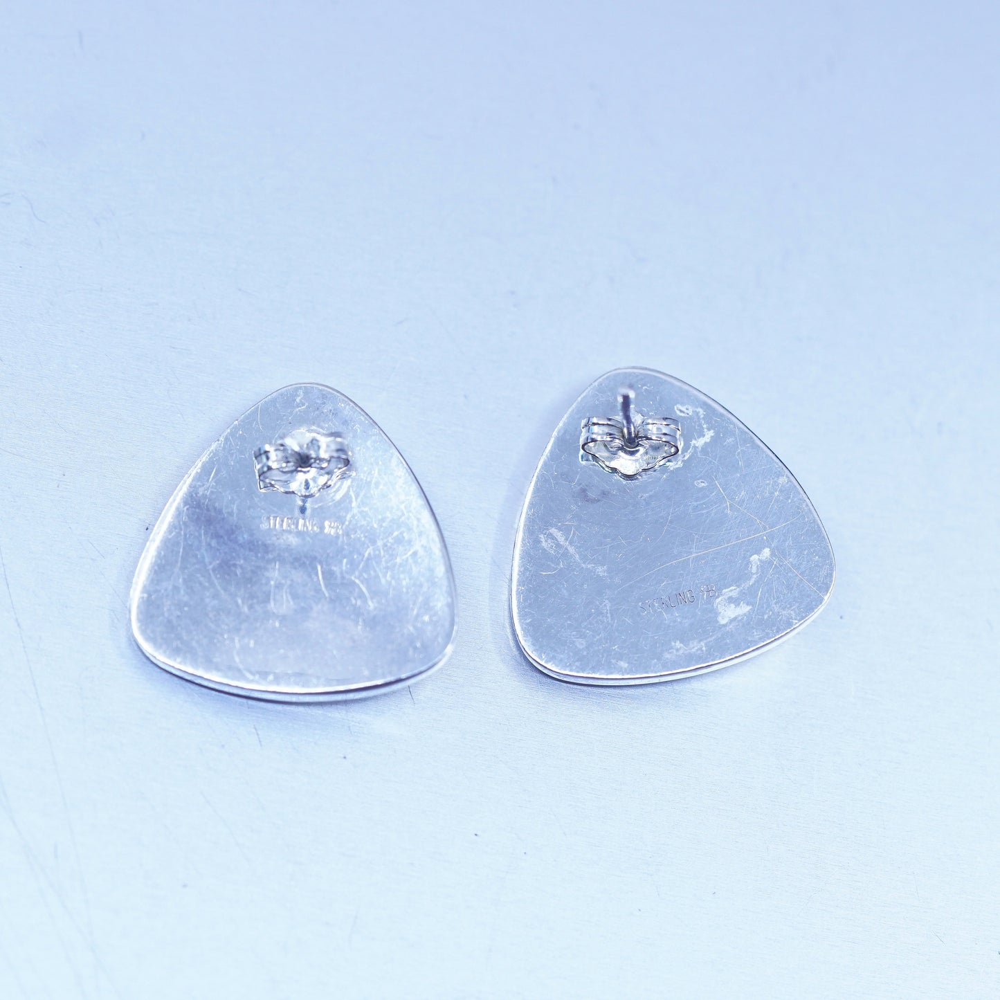 Native American Richard Begay Sterling 925 silver ribbed earrings, studs