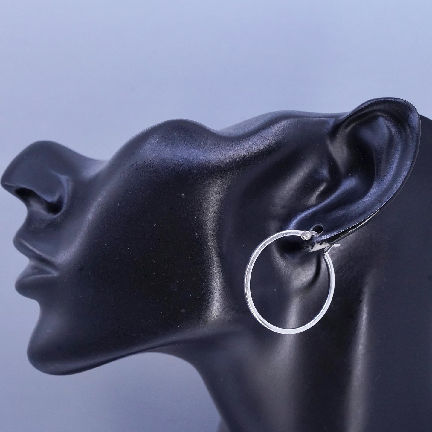 1.25", Vintage Italian 925 Sterling Silver Hoops Earrings, 925 silver huggie