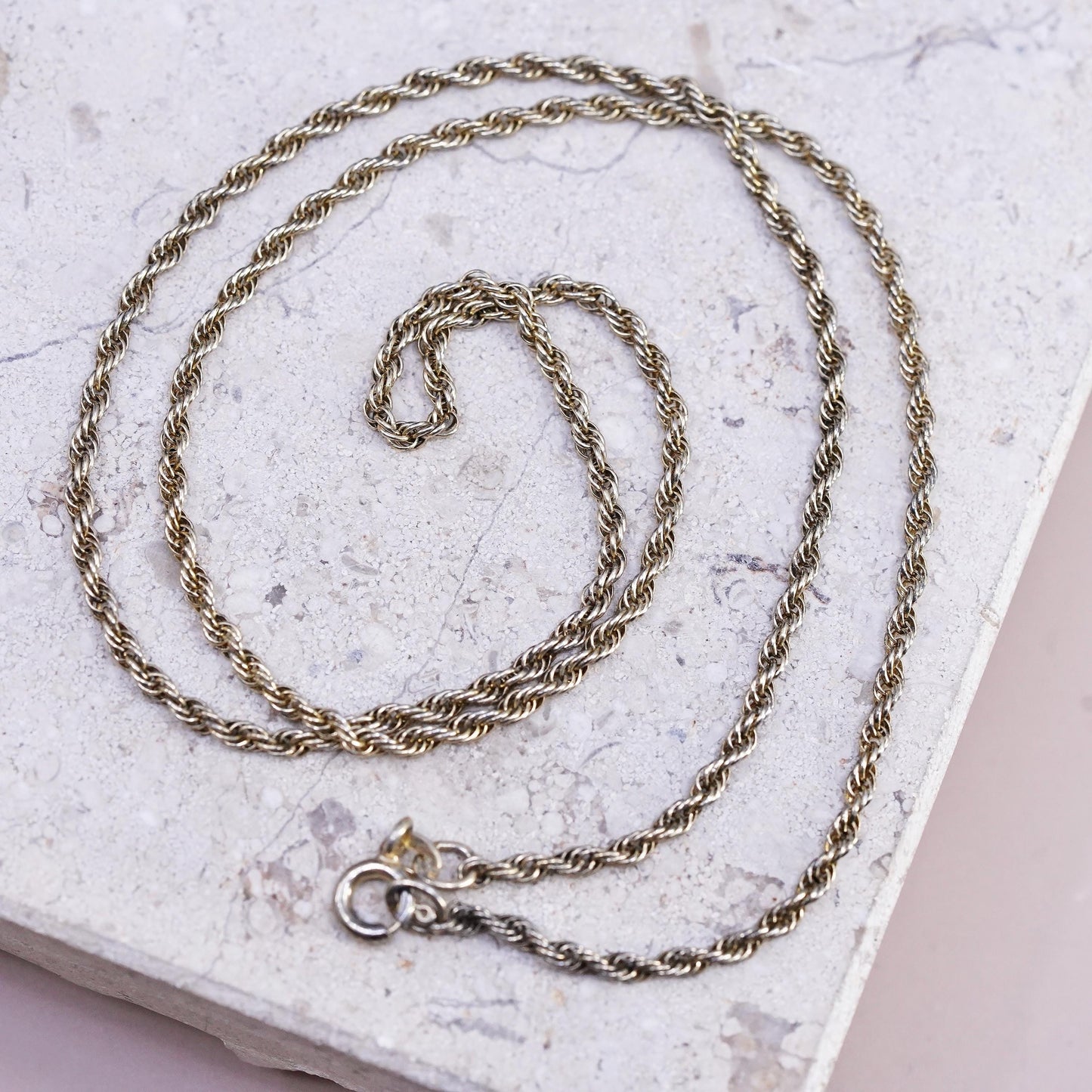 20" Canada Sterling silver necklace, Vermeil gold tone 925 silver rope chain
