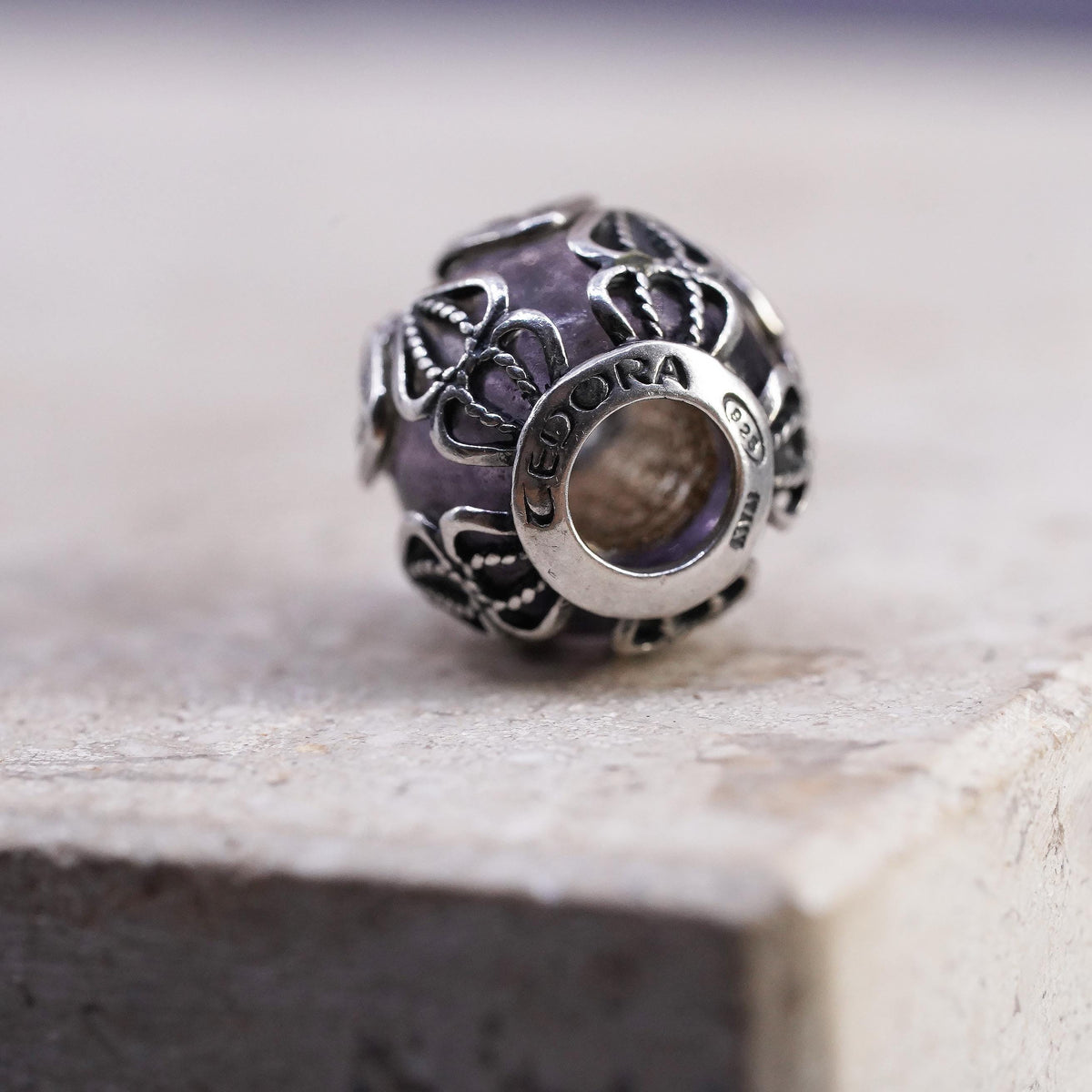 Cedora Italy 925 Sterling Silver Designer Murano Art Glass filigree Bead Charm