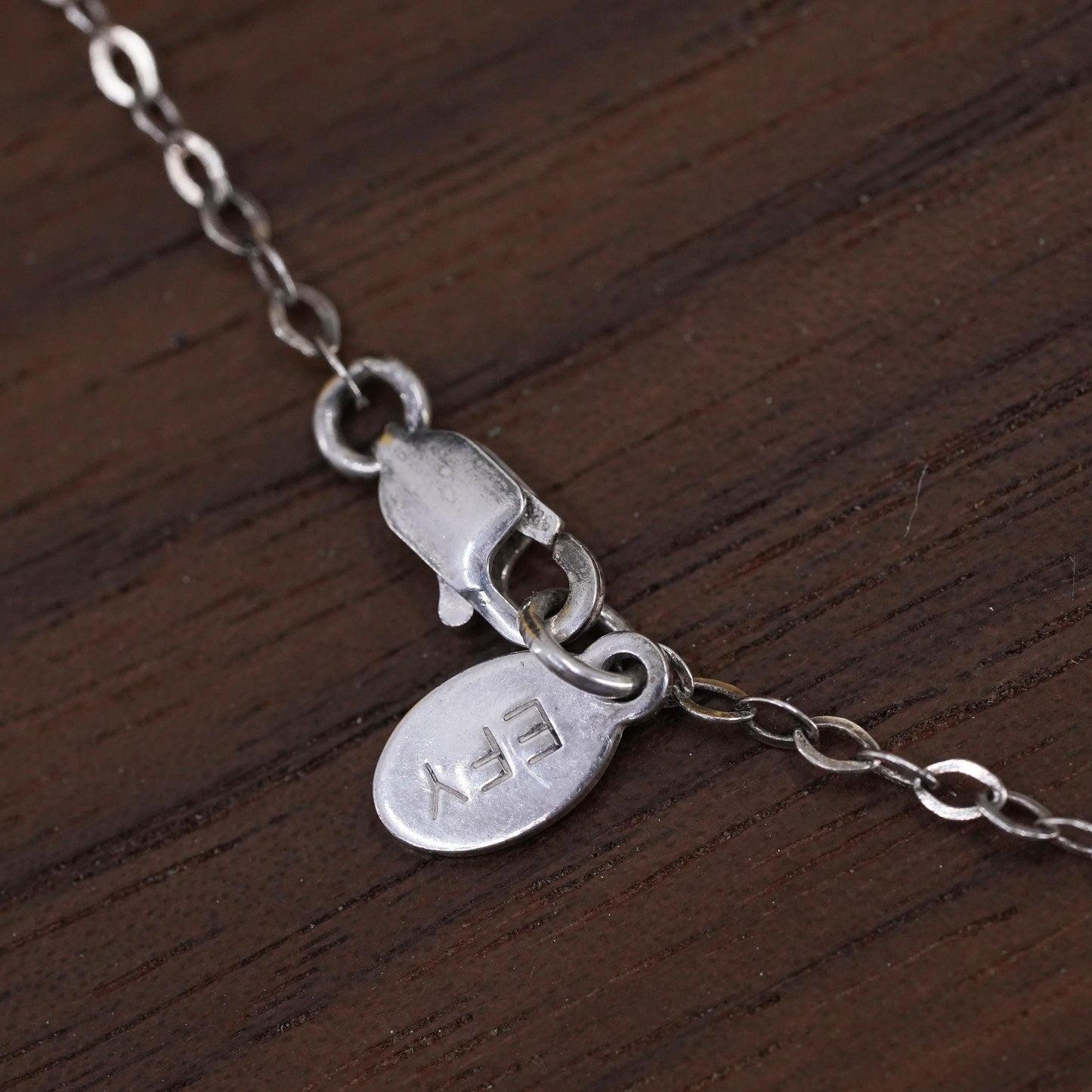 16+2”, vintage Sterling silver necklace, 925 flatten Cz entwined circle pendant