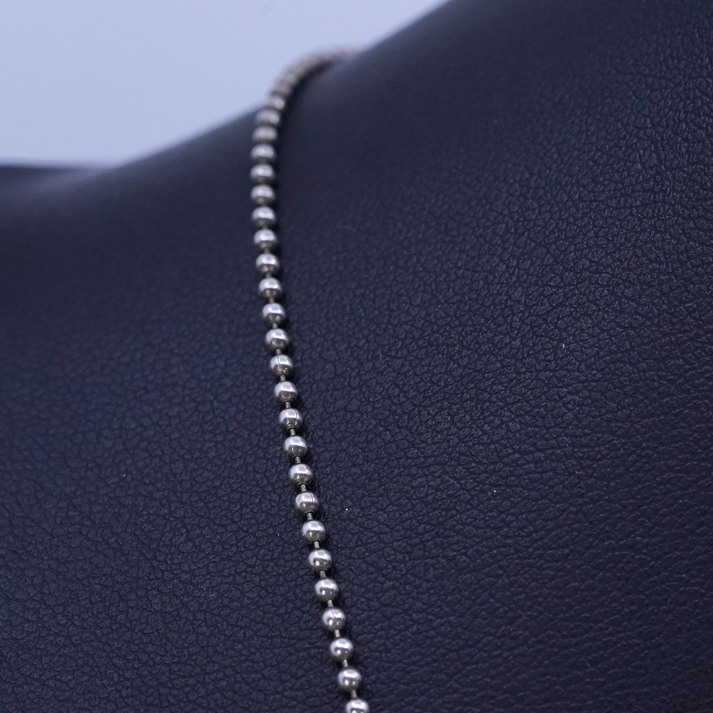 18” 1mm, vintage Italy Sterling 925 silver bead chain necklace