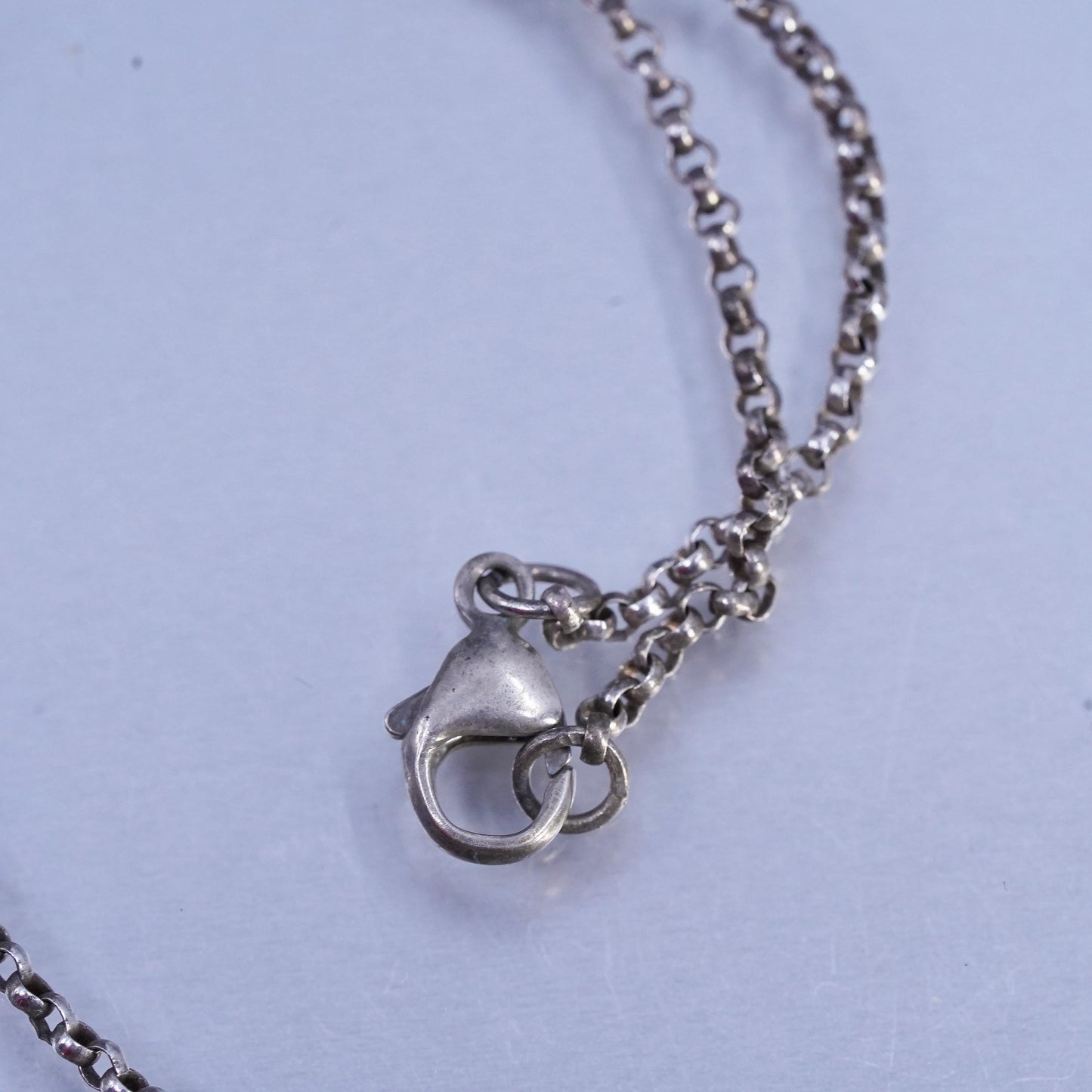 16", Sterling 925 silver circle necklace with mother of pearl teardrop pendants