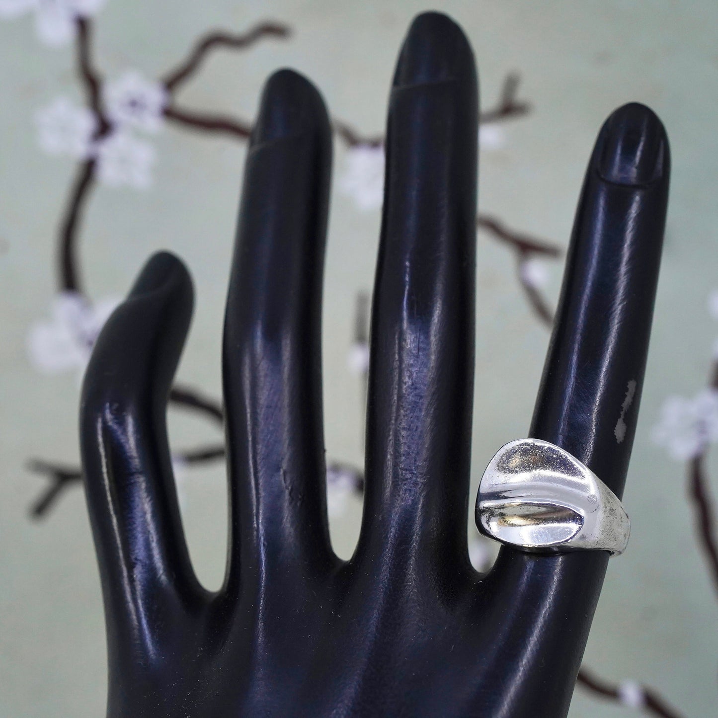 Size 6, vintage sterling silver handmade ribbed ring, Mexico 925 statement band