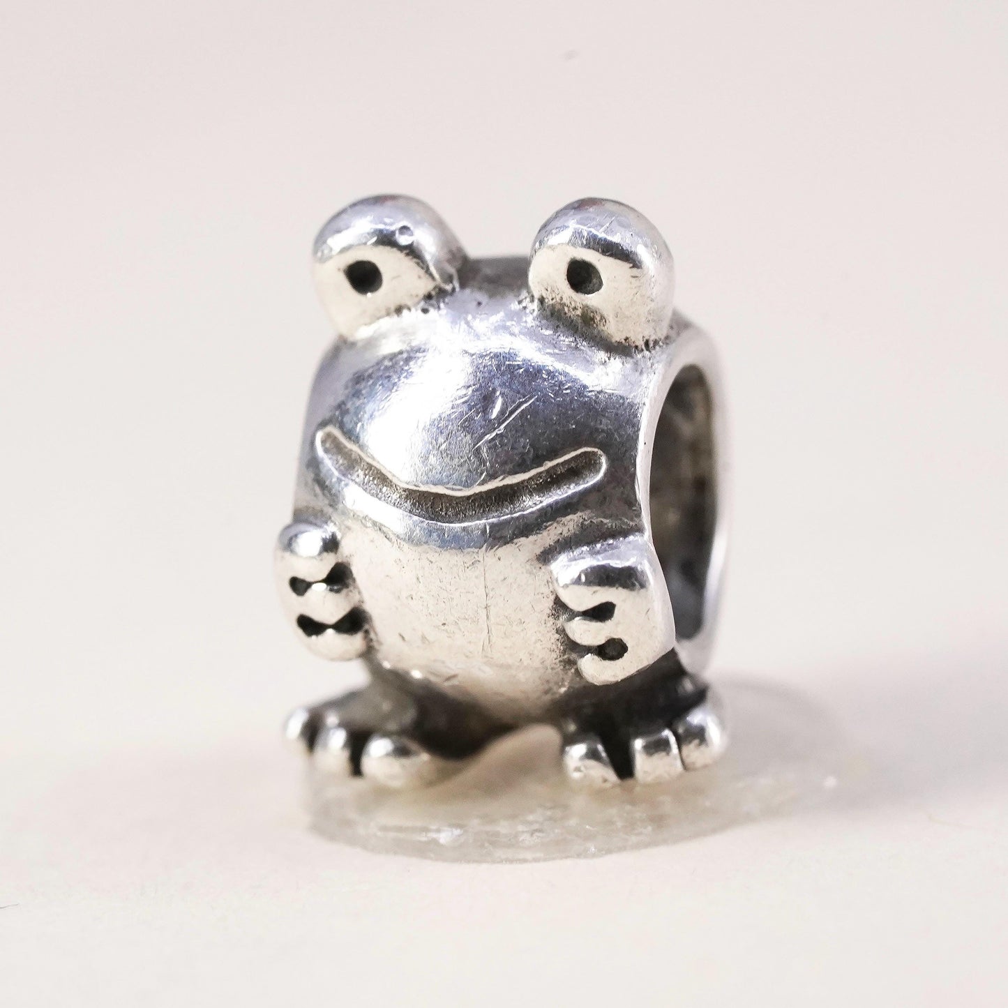 Vintage ALE Pandora sterling silver frog charm, 925 bead pendant