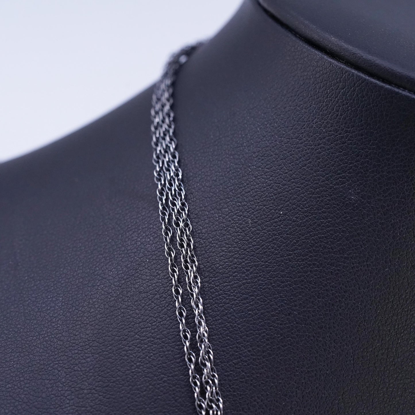 16", VTG Italian Sterling 925 silver multi strands Singapore rope necklace
