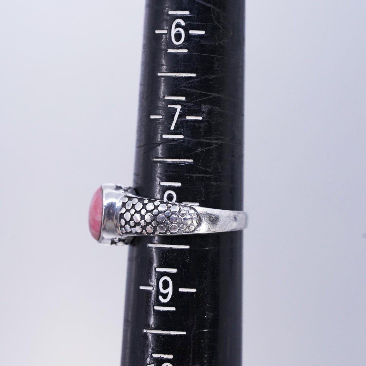Size 8, vintage southwestern Sterling 925 silver handmade ring oval red jasper