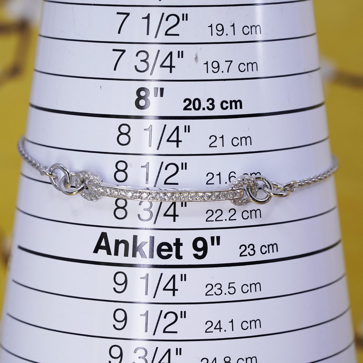 Size adjustable, vintage Sterling silver handmade bracelet, 925 snake chain cz