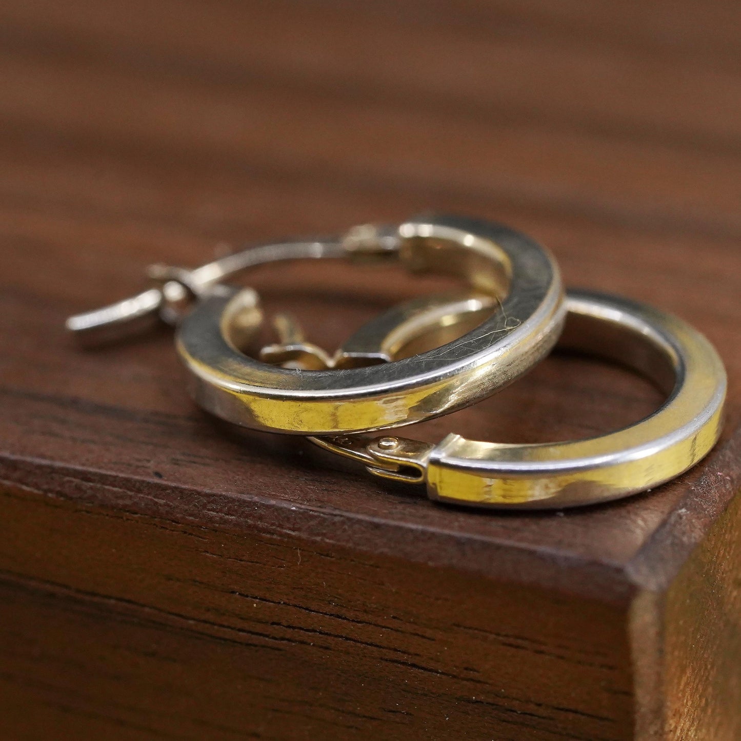 0.5", Italian Dyadema vermeil gold plated Sterling silver earrings, 925 hoops