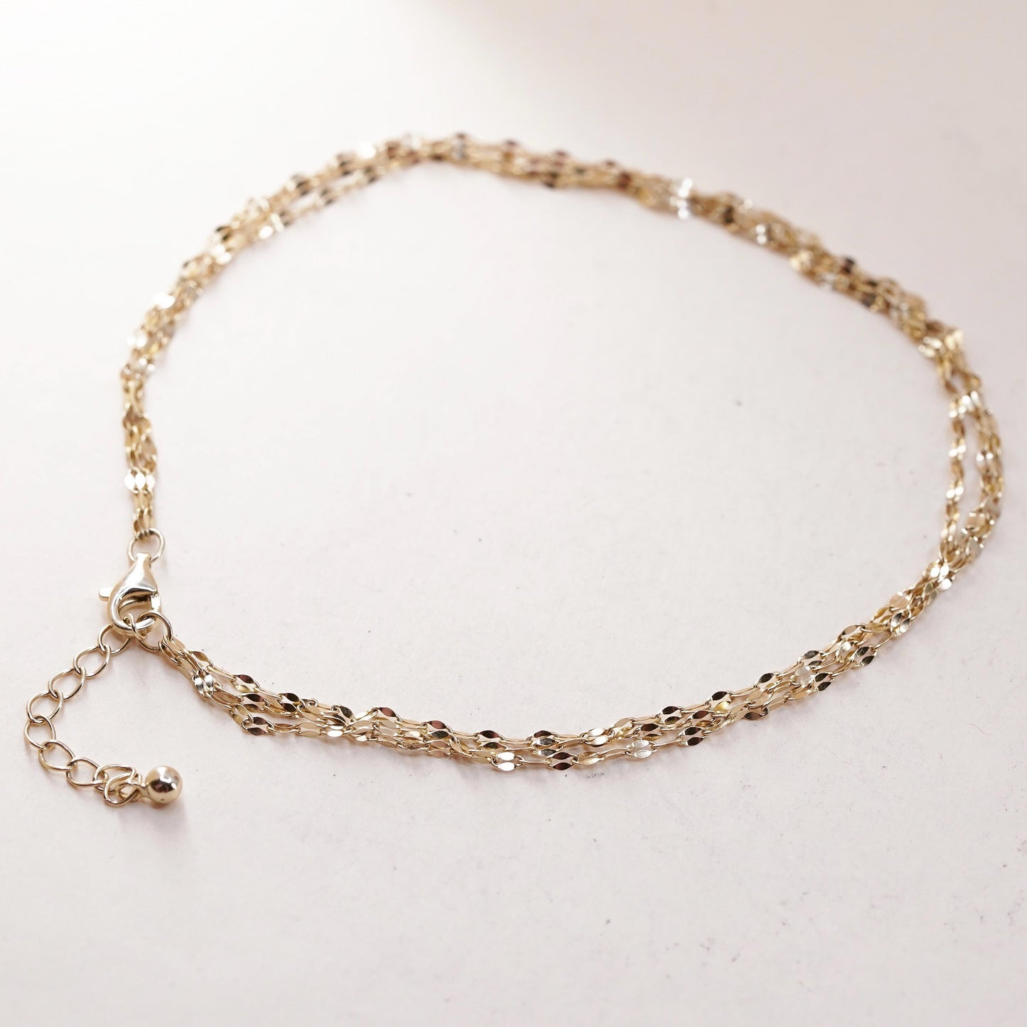 8.25+1”, VTG yellow gold over sterling 925 silver bracelet, multi strands chain