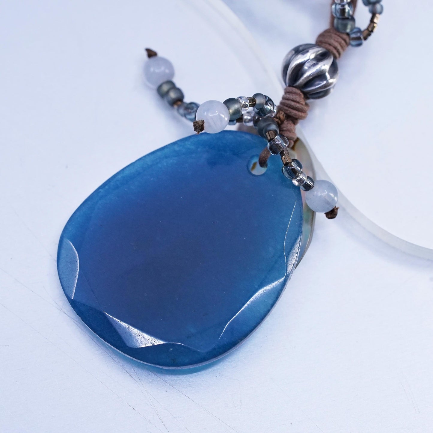 21", Silpada Necklace N2227 INDIGO Sterling Silver teardrop Blue Shell abalone