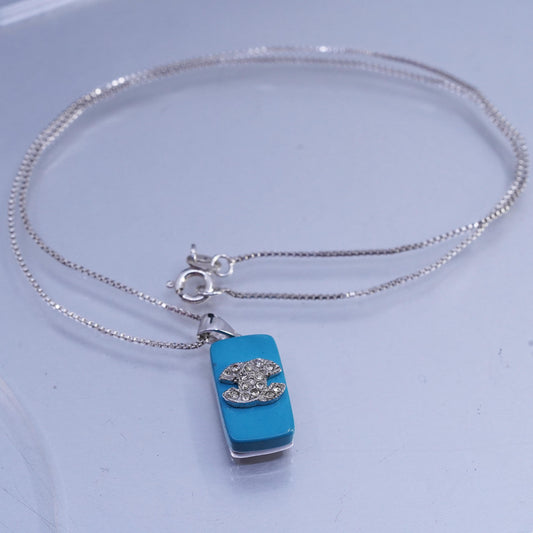 16", Vintage Sterling 925 circle silver handmade necklace with double C pendant