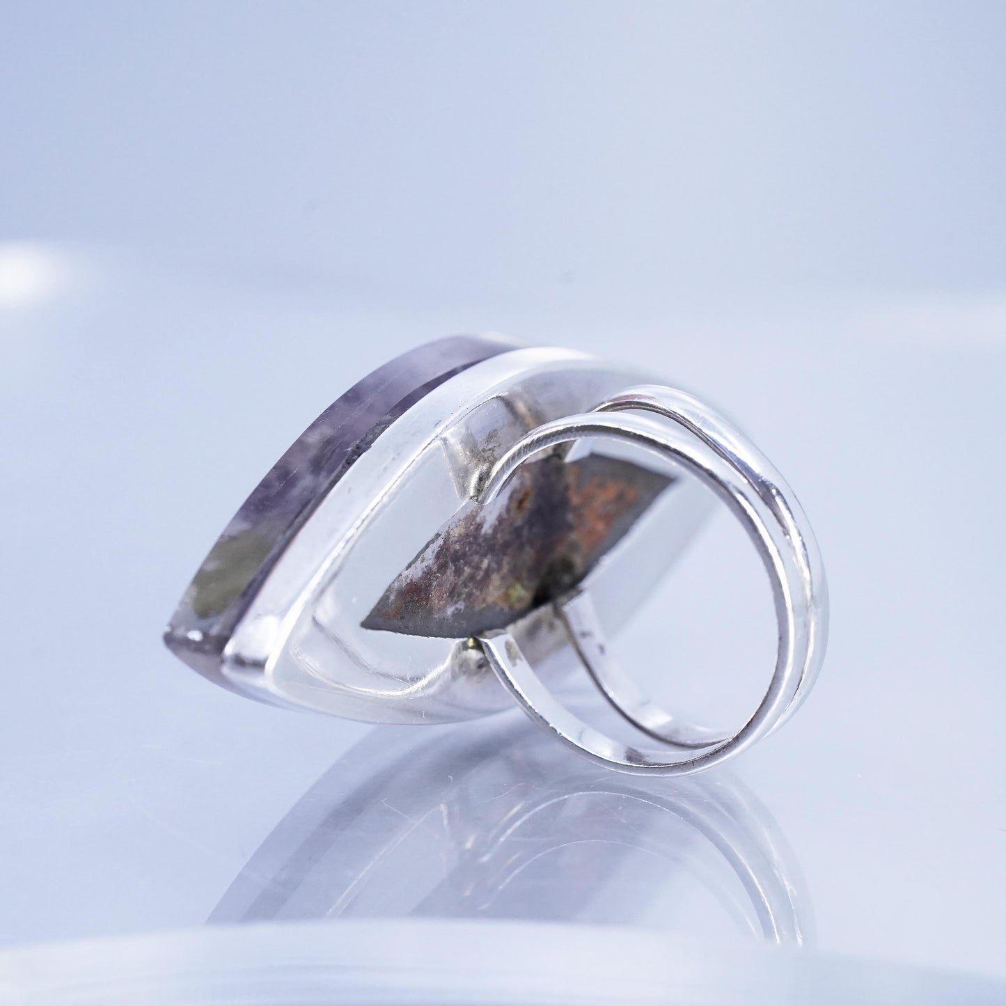 Size 9, Vintage southwestern Sterling 925 silver handmade ring marquise resin