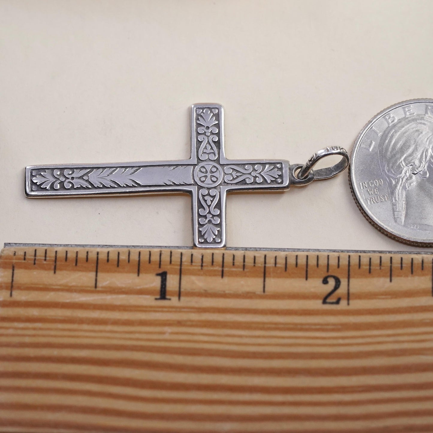Vintage southwestern sterling 925 silver handmade textured Cross Pendant