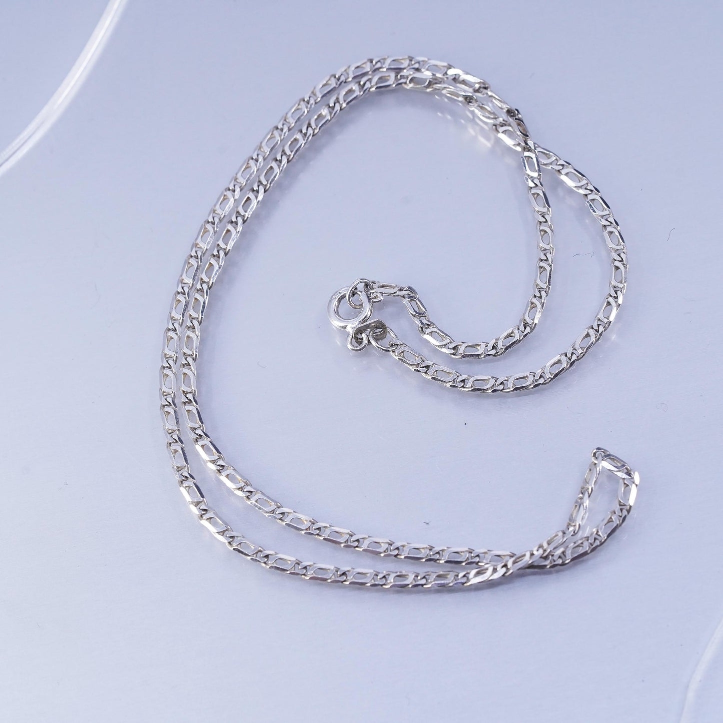 18” 3mm, vintage Italian Sterling 925 silver twisted curb chain necklace