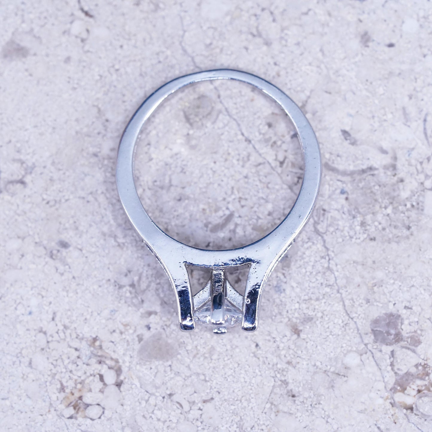 Size 6, vintage Sterling 925 silver engagement anniversary ring with cluster Cz