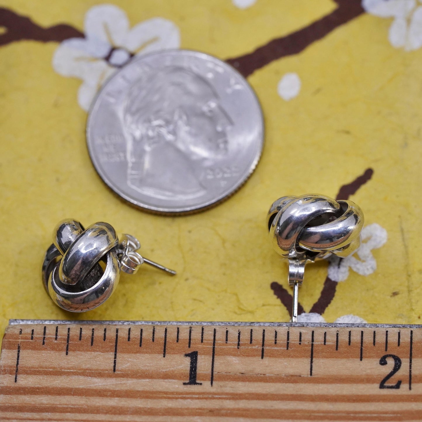 Vintage Sterling silver entwined beads studs, 925 earrings