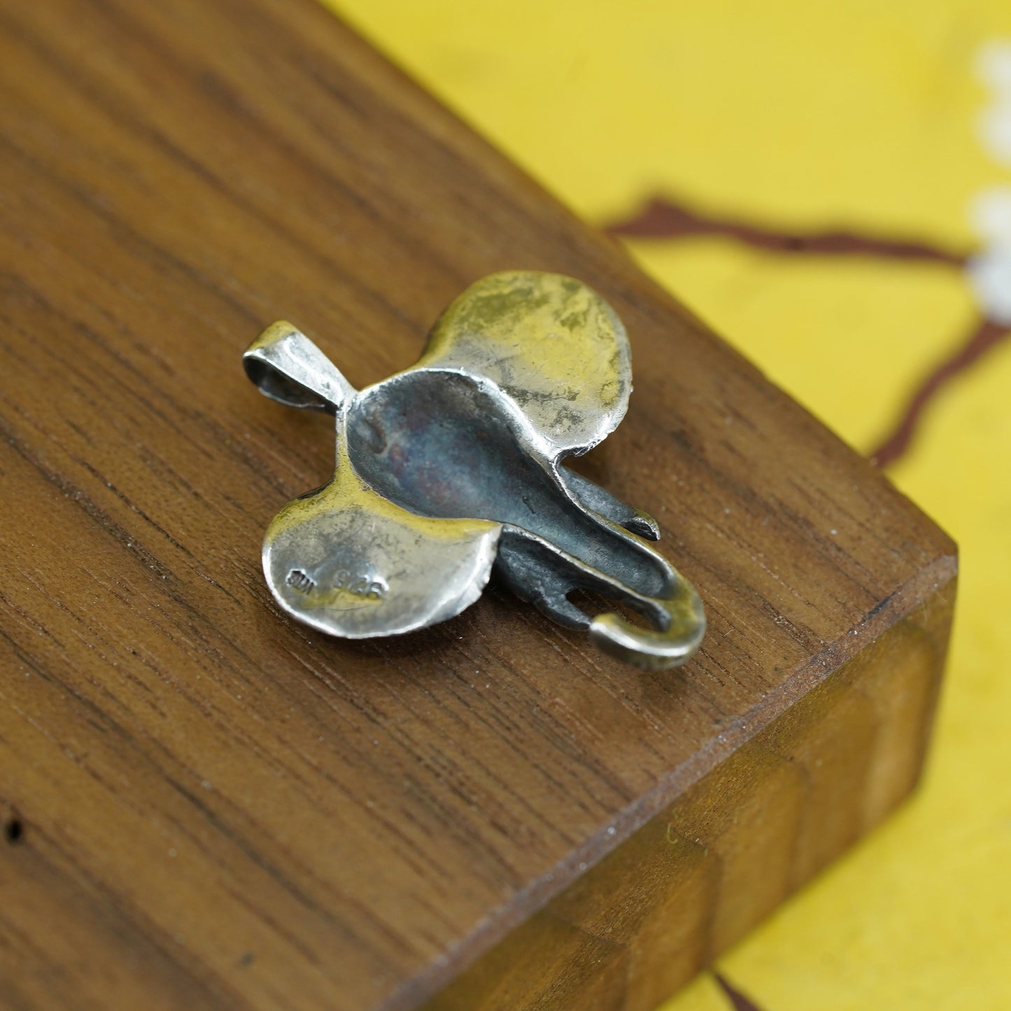 Vintage Sterling silver handmade pendant, 925 elephant head