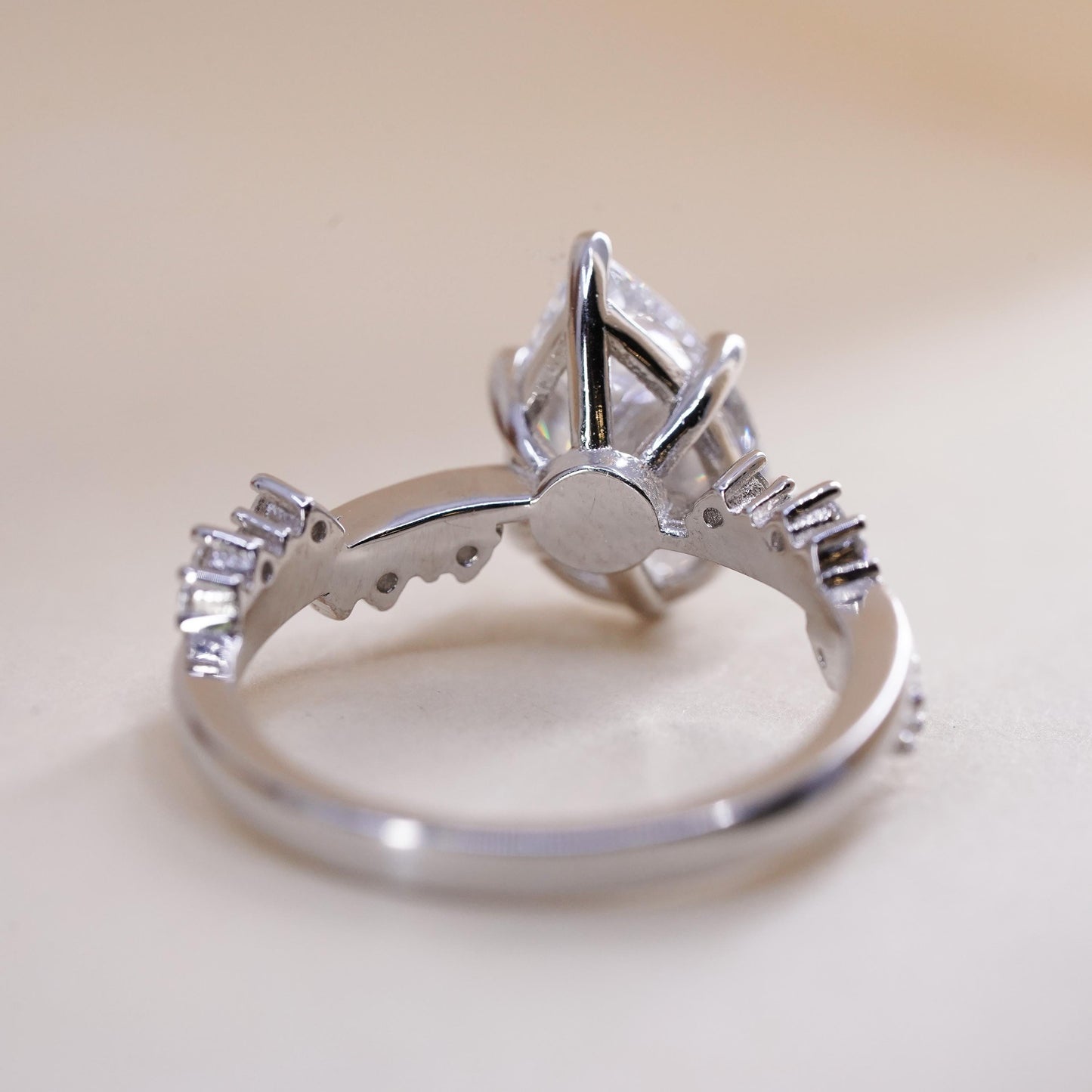 Size 5, Sterling silver ring, 925 silver with teardrop cut cz, engagement ring