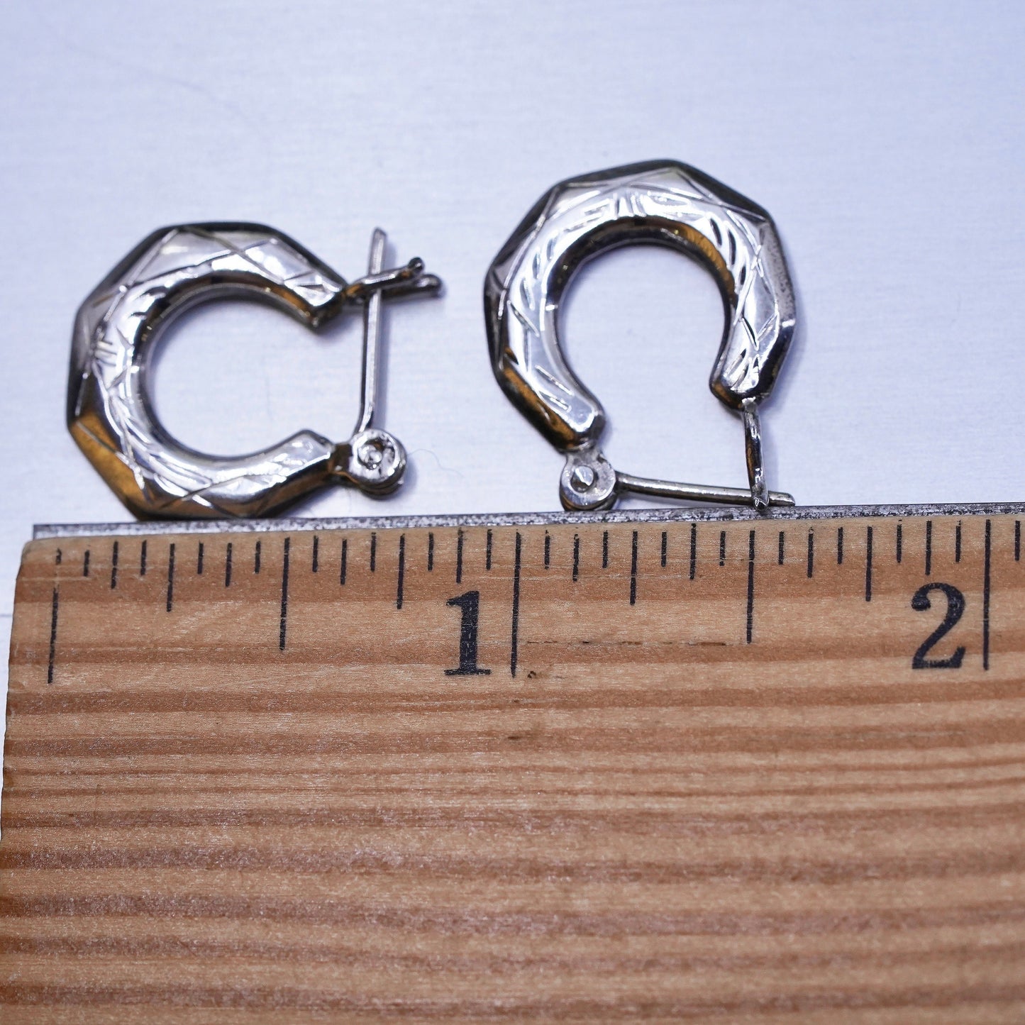 0.5", VTG sterling silver loop earrings, textured minimalist primitive hoops