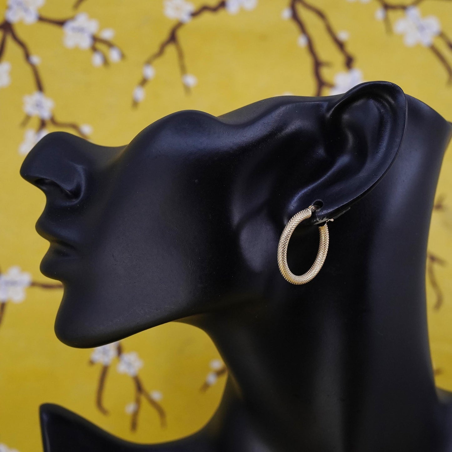 0.75”, Vintage Italian vermeil gold over Sterling silver earrings, 925 hoops