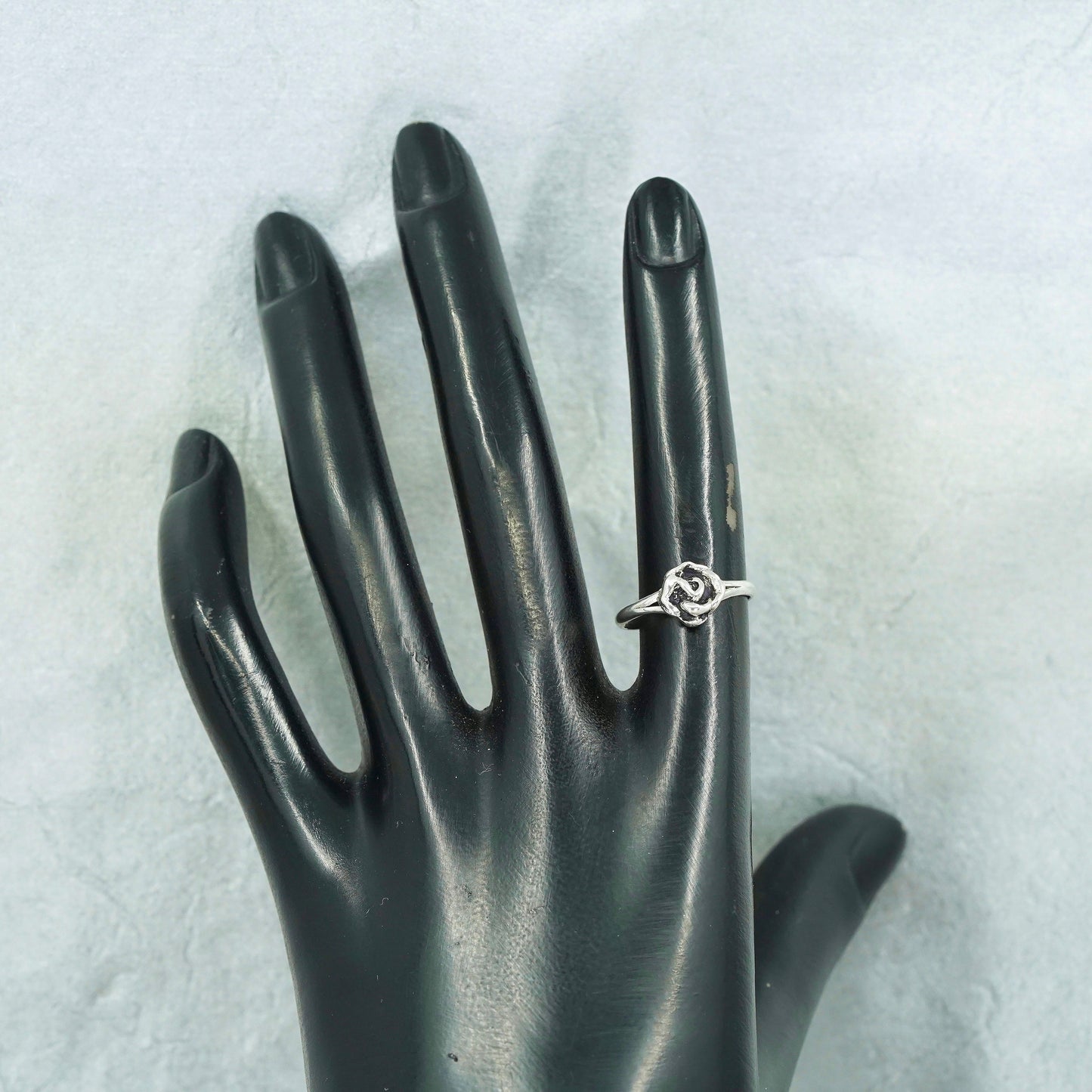 Size 6, vintage Sterling 925 silver handmade rose ring