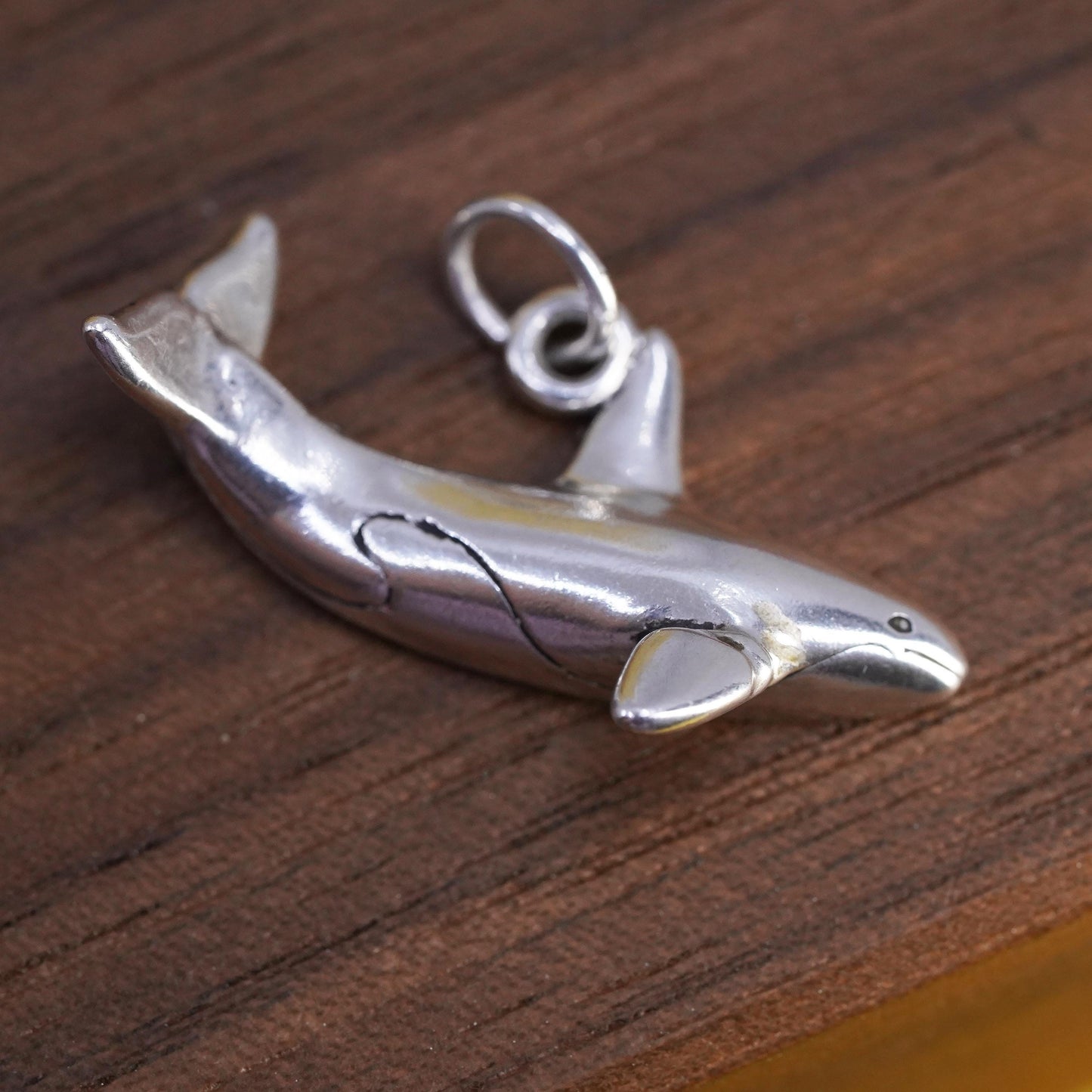 Vintage Sterling silver handmade pendant, 925 whale charm