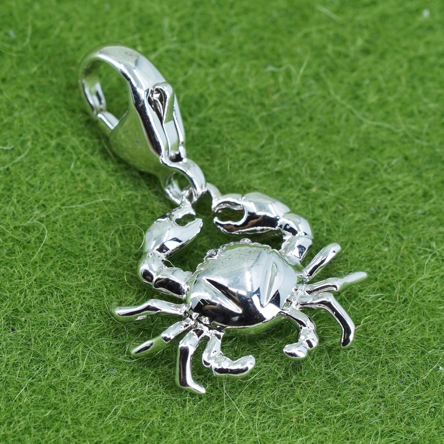 Vintage sterling silver handmade pendant, 925 crab charm