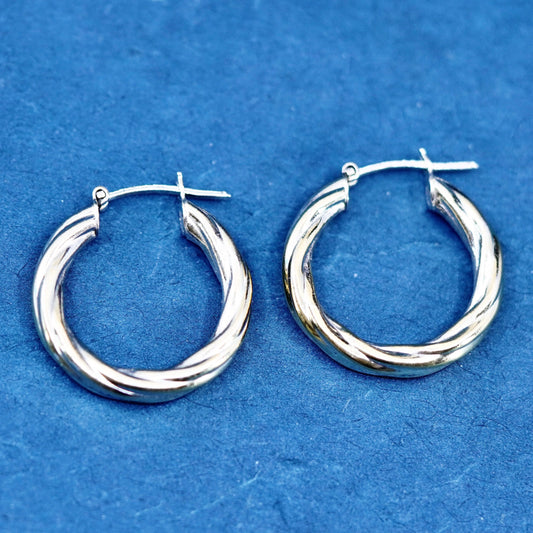 1”, vtg Italian vermeil gold over Sterling silver handmade hammered earrings