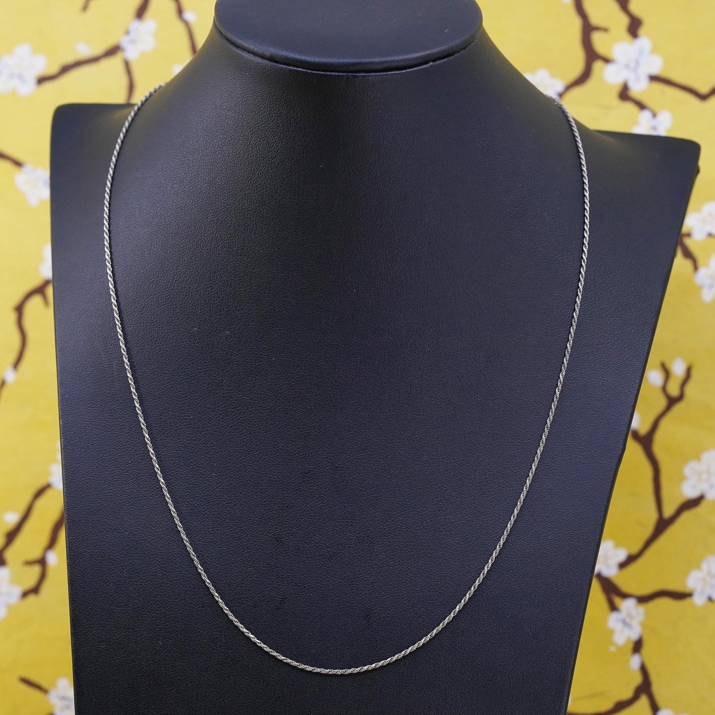 20" 1.6mm, vintage Sterling silver necklace, 925 Singapore rope chain