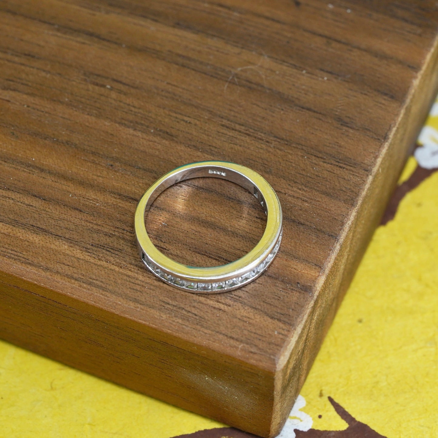 Size 7, vintage Sterling silver ring, 925 band with cz