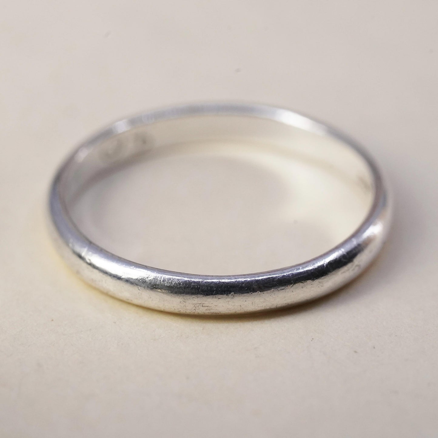 Size 6 Vintage sterling silver handmade ring, 925 silver band, wedding band