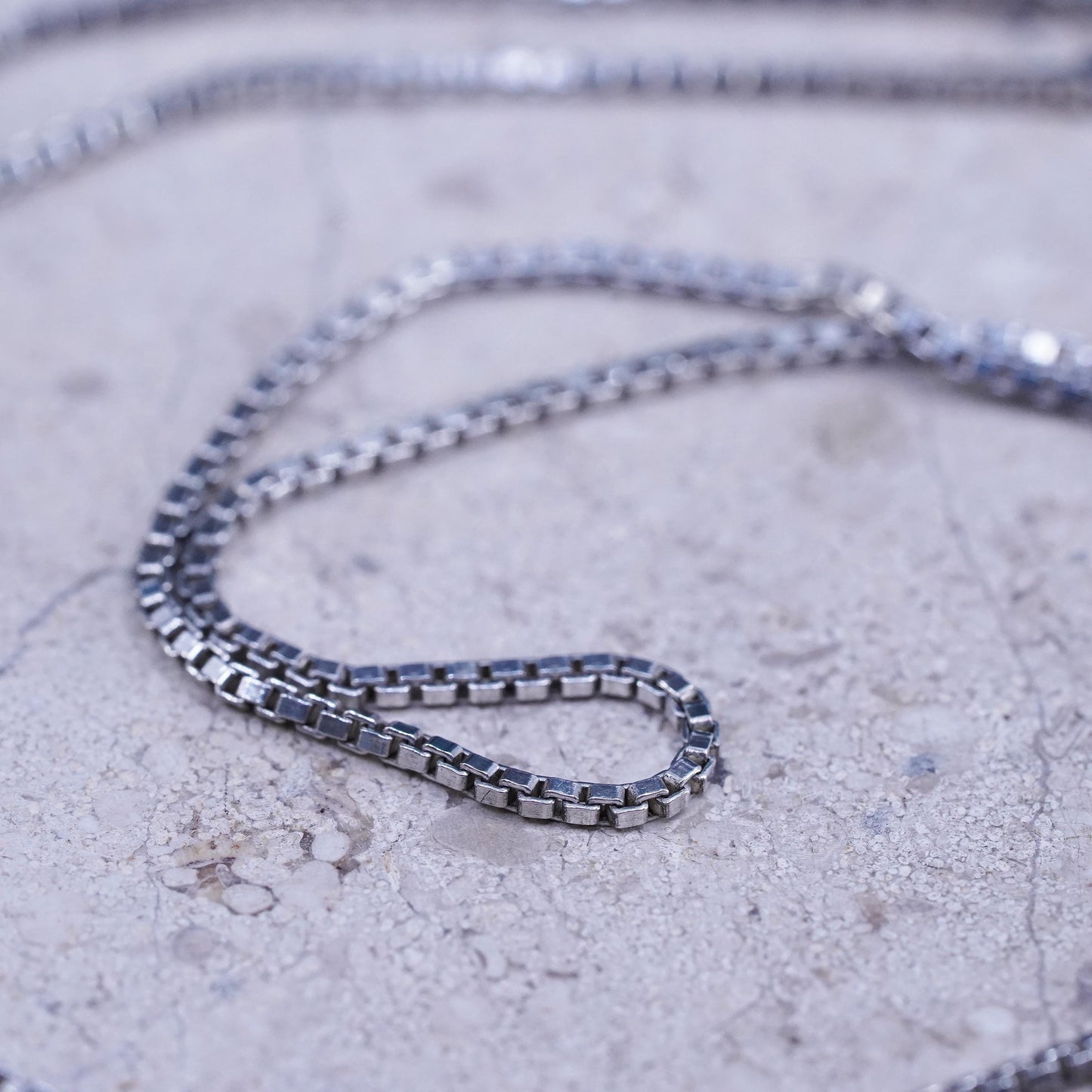 20" 1.6mm, vintage Italian Sterling silver necklace, 925 box chain