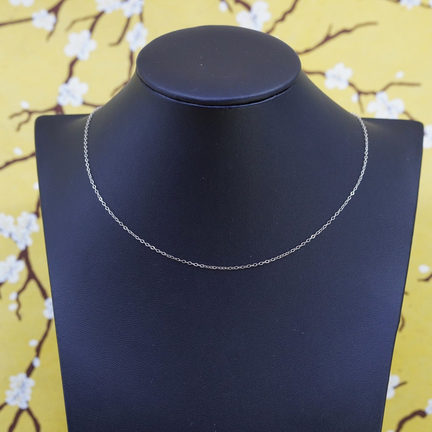 18”, 1mm, vintage Sterling silver necklace, 925 flatten circle link chain